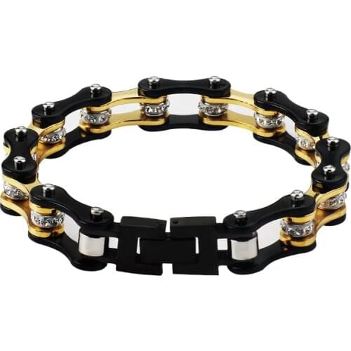 Mens Bicycle Bracelet Chain 316L Stainless Steel Gold Black Motorcycle Bike Bracelets Customizable Logo Fashion For Friend Gift