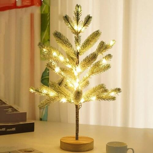 50CM Tabletop Artificial Christmas Pine Tree Light Battery Powered Small Christmas Tree Bonsai Light With 50 LED For Home Decor