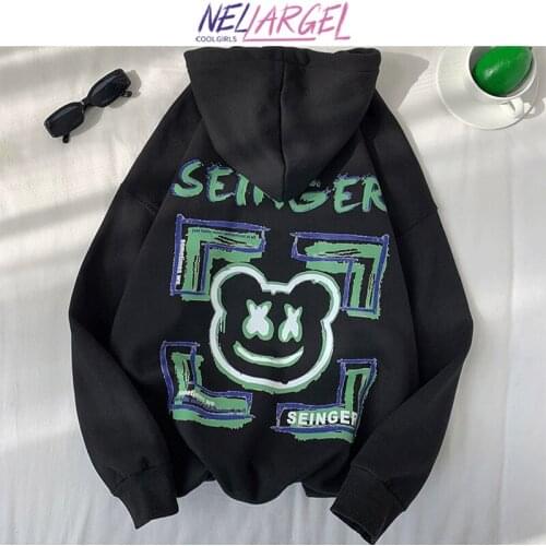 NELLARGEL Women Hooded Kawaii Harajuku Hoodies 2021 Female Designer Japanese Streetwear Vintage Sweatshirts Girl Korean Hoodie