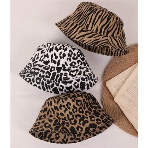 New Toddler Summer Bucket Hat Cute Leopard Zebra Pattern Short Brim UV Protection Fisherman Hat For 2-6 Years Baby Girls Boys
