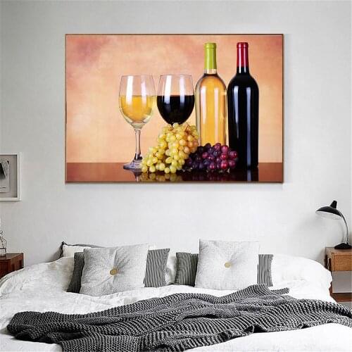 New Wine Painting Juice Grape Wine Glasses Drinks Beer Barrel Kitchen Decor Champagne Modern Print Living Room Decoration Maison