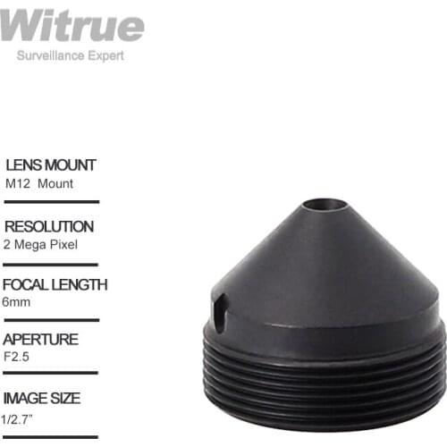 Witrue Pinhole CCTV Camera Lens 6mm 2 Megapixel 1080P 1/2.7" F2.5 M12 Mount for Surveillance Security Cameras