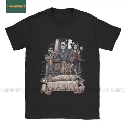 Ashy Slashy Ash Vs The Evil Dead T Shirt Men Cotton T-Shirt Horror Movie Bruce Raimi Sam Necronomicon Terror Tees Short Sleeve