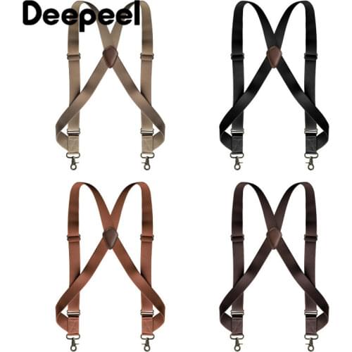 Deepeel 1pc 3.5X125cm Mens Suspender X-shaped Stretch Wide Braces Work Suspenders Hook Buckle 2 Clips Straps Male Jockstrap