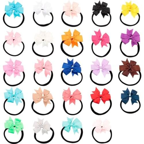 10pcs/lot 8 CM Solid Color Grosgrain Ribbon Bows Headband Children Nylon Hairband Cute Bowknot Headwear Baby Photography Props