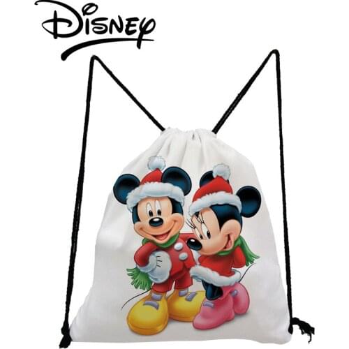 Disney Mickey Mouse Backpack Double Print Christmas Gift Drawstring Bag Fashion Cartoon Swimming Storage Bag Child School Bag