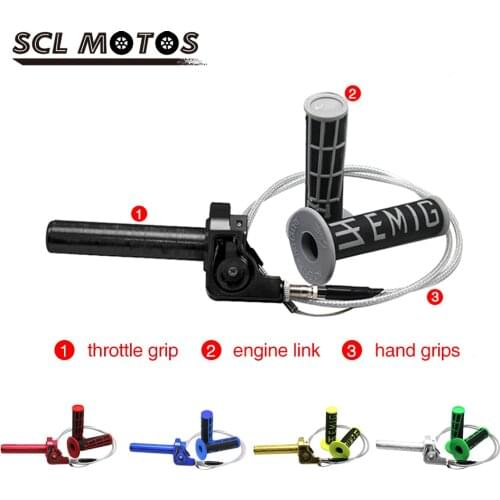 SCL MOTOS 1 Set Universal 7/8" Motorcycle Quick Twist Throttle Handle Bar Grips With Throttle Cable For ATV Quad Pit Dirt Bike