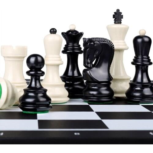 New Hot Chess set High Polymer Weighted Resin Chess Pieces Chess Game Folding Chessboard German Knight Staunton chessmen I160