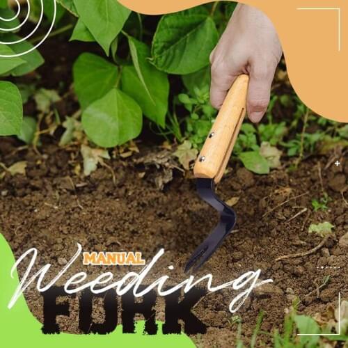 Manual Weeding Fork Professional Gardening Weeding Tool Garden Transplanting Digging Tools Wood Handle Weeding Fork