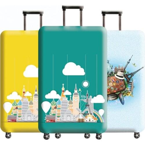 Luggage Protective Suitcase Covers Elastic Dust Thicken Cartoon City Picture Waterproof Dust-proof Trolley Bag Accessories Gear