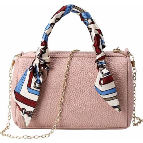 Litchi Pattern Handbag Soft PU Handbag with Golden Chain Strap for Women Party Best Sale-WT