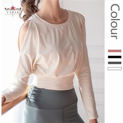 Women Yoga Short Shirts Sexy Sports Long Sleeve Fitness Workout Off Shoulder Crop Tops Running Shirts Quick Dry Female Shirts