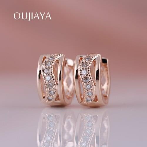 OUJIAYA hot sale Earrings Beautiful Micro Wax Inlay Hollow 585 Rose Gold Dangle Earrings Drop Earring Fashion Jewelry WeddingA56