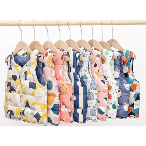 1-7 Years Autumn Winter Warm Vest For Children Baby Girls Cute Cartoon Waistcoat Cotton Padded Outerwear Kids Boys Jackets