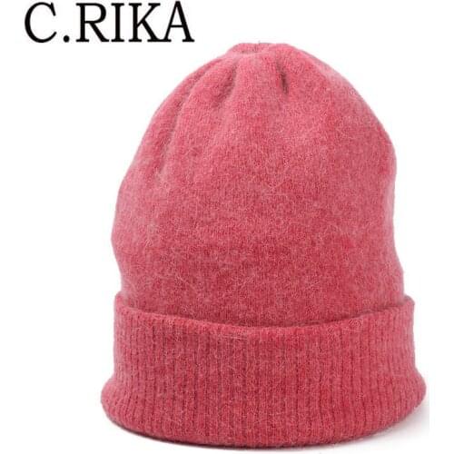 Real Rabbit Fur Winter Hats for Women Beanies Hats Lady Girl Fashion Warm Solid Color Curled Coarse Wool Multicolor Knitted Hat