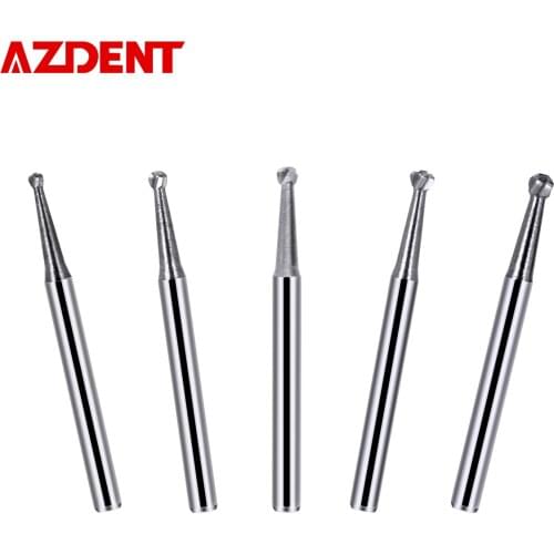 AZDENT 10Pcs/Pack Dental Tungsten Carbide Bur Round 0.8-1.6mm Dentist Tools FG 1/2/3/4/5 For High Speed Dental Handpiece