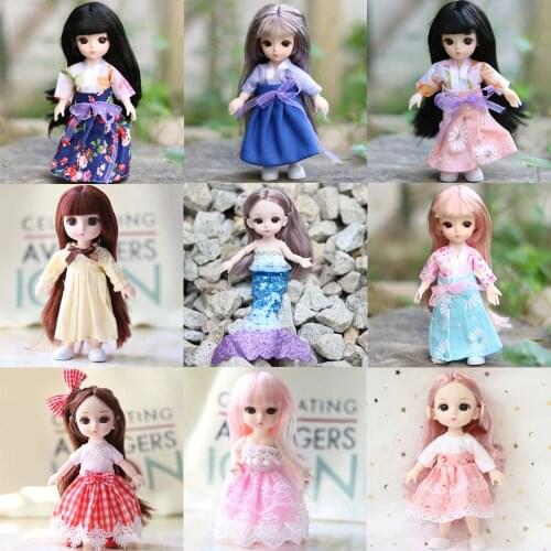 1/12 BJD Doll 16 Cm Body Plastic Material Fake Doll Clothe Shoes Fashion Trend Daily Wear Dress Accessories,Gift For Girls Toy