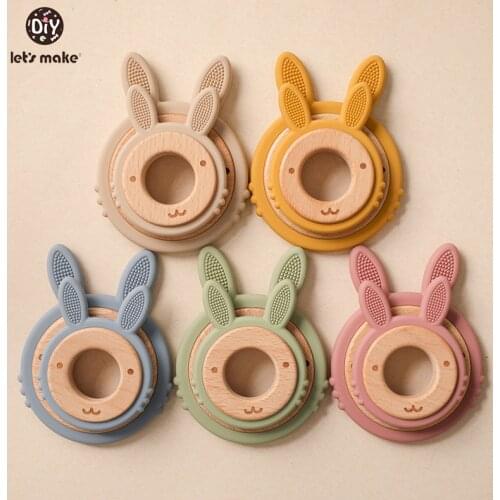 Lets Make New Animal Series Baby Oral Care Products 1Pcs Rabbit Beech Teether BPA-Free Food Grade Silicone Teeth Toys For Kids