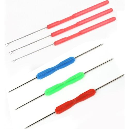 Random Color Plastic Handle Beading Needle Crochet Needle For DIY Making Necklace Micro Rings Needles Jewelry Tools