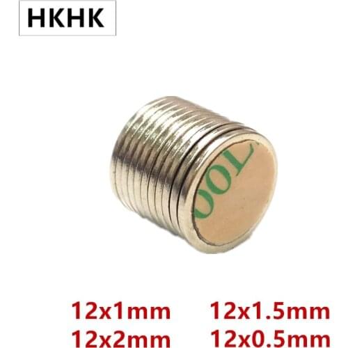10/100 Disc magnet 12x1 12x1.5 12x2 12x0.5 mm Belt with 3M self - adhesive NdFeB magnet 12mm neodymium magnet Magnetic standard