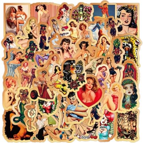 10/50PCS Color Vintage Sexy Girl Stickers Retro Classic Beauty Graffiti for Suitcase Laptop Helmet Waterproof Sticker Decoration