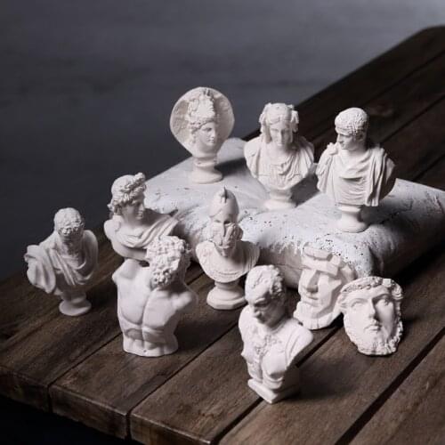 10pcs/set Resin Plaster Model Statue 5~8cm Venus Ares Figures Head Sculpture Sketch Painting Practice Home Decor Craft Ornaments