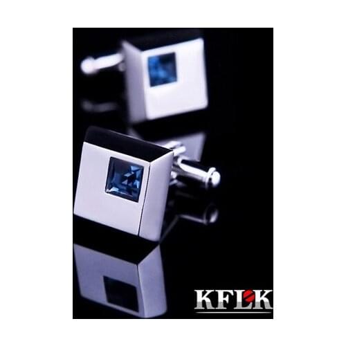 4 Color KFLK 2020 Luxury shirt cufflinks for mens Brand cuff buttons blue Crystal cuff links High Quality abotoaduras Jewelry