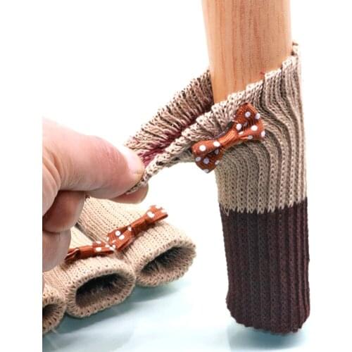 4pcs Knitted Chair Foot Cover Non-slip Furniture Protection Pad Table Legs Socks Anti-slip Table Furniture Feet Sleeve Cover