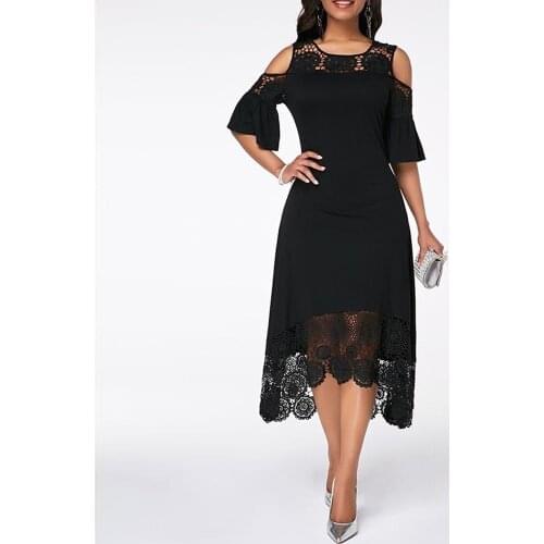 4XL 5XL Lace Off Shoulder High-low Party Sexy Club Robe Semi Formal Black Purple Blue White Women Summer Dress Plus Size Dress