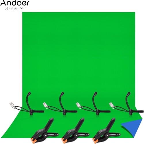 Andoer 6.6*9.8ft Photography Studio Bi-Color Backdrop Background Screen Polyester-Cotton 3pcs Backdrop Clamps 4pcs Elastic Clips