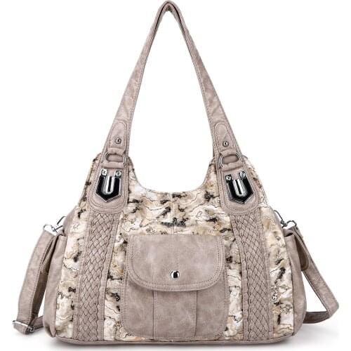 Angel Kiss 2020 New Arrival Women Shoulder Bag Multiple Pockets and Double Compartments Lady Purse with Adjustable Long Strap