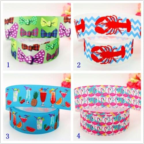 1.5'' Free shipping bows lobster flamingo summer juice printed grosgrain ribbon hairbow headwear party decoration diy 38mm S582