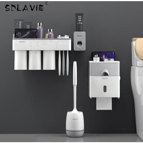Toilet Paper Holders Toothbrush Holder Toothpaste Distributor Tissue Box Toilet Brush Toilet Wall Mount for Bathroom Accessories