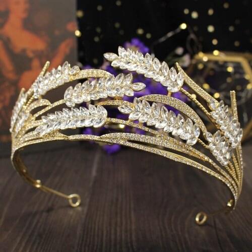 DIEZI Gold Silver Color Crystal Crowns Bride Tiara Fashion Queen For Wedding Crown Headpiece Wedding Hair Jewelry Accessories