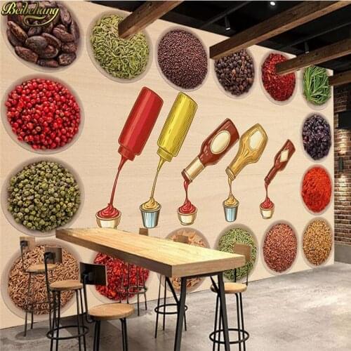 Beibehang papel de parede Custom wallpaper mural nostalgic spice seasoning sauces kitchen restaurant background 3d wall paper