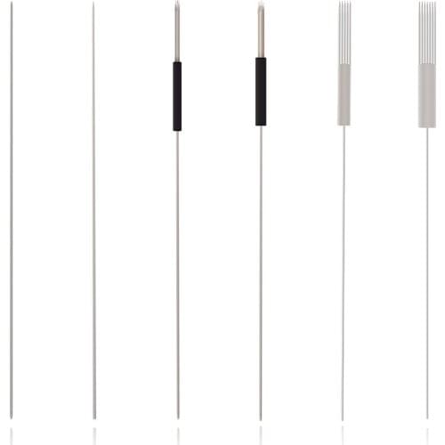 100pcs Disposable Permanent Makeup Tattoo Needles Big Caps for Eyebrow Tattoo Makeup Kits 1RL/3RL/5RL/5F/7F 0.35X50MM