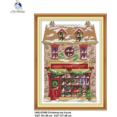 Joy sunday Christmas Toy House Patterns Counted Cross Stitch 11CT 14CT Handwork Cross Stitch Kit Wholesale Embroidery Home Decor