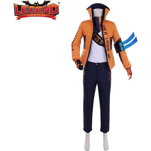 Cosplay legend LOL Yasuo Cosplay Costume the Unforgiven Uniform Orange Top Costume Custom Made H001