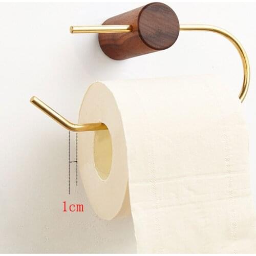 Kitchen Roll Paper Accessory Wall Mount Toilet Paper Holder Brass Solid Wood Bathroom Tissue Towel Accessories Rack Holders