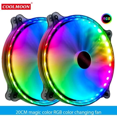 COOLMOON RGB Cooling Fan Large Air Volume Remote Controller Quiet 11 Blade Computer Case Cool Fan Colorful Heat Dissipation