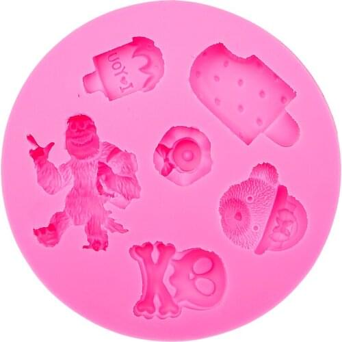 Ice cream Skull Bear hat Silicone Mold chocolate Fondant moulds DIY party cake Decorating Tools F0488