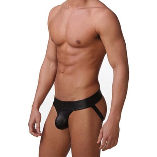 Faux Leather Jockstrap Mens G-Strings Underwear Erotic Panties Sexy Lingerie Hot Sexy Males Thongs Underwear