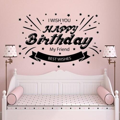 Wall sticker Happy Birthday Decal kids room decoration Holiday Decor Interior Art Home Vinyl Bedroom Livingroom Decal HY372