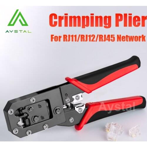 Network Cable Crimping Plier Wire Tracker RJ11/12/45 Cable Crimper Stripping for 6P/8P Ethernet and Telephone Cable Making