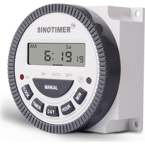SINOTIMER 220V 10A Weekly 7 Days Programmable Digital Time Switch Relay Timer Control for Electric Appliance with Alarm Clock