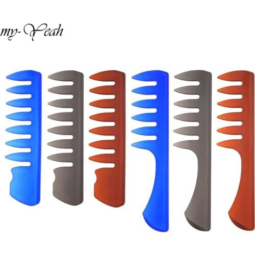 Wide Teeth Hair Comb Oil Slick Styling Curly Hairbrush Hair Fork Pick Comb Plastic Handle Hairdressing Brush Styling Tool