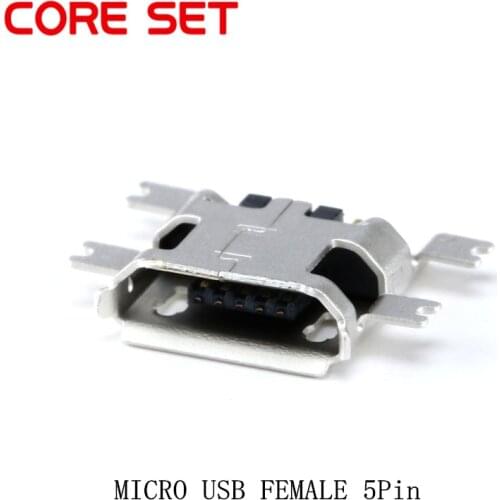 100PCS Micro USB 5P Socket MINIUSB Female 5 Pin SMD DIP Connector