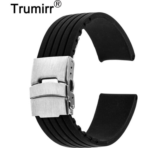 22mm Silicone Rubber Watch Band for Asus Zenwatch 1 2 22mm LG G Watch W100 / R W110 / Urbane W150 Resin Strap Bracelet Black