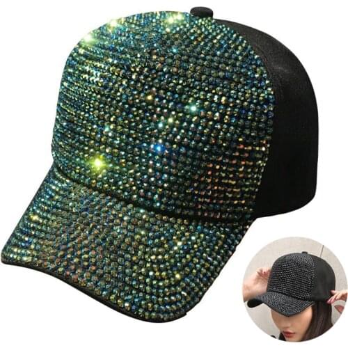 Luxury Rhinestone Sequins Hip-Hop Hat Men Women Summer Outdoor Sport Cap Adjustable Knit Casual Visor Baseball Hat UV Protection