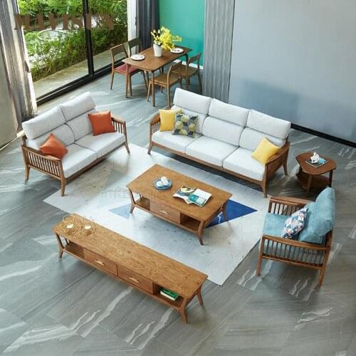 Sectional Sofa Set For Home Or Office With Wooden Frame French Style Technology Fabric Sofa Sets Minimalist Indoor Furniture